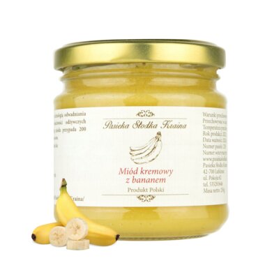 Miód kremowy z bananem PASIEKA SŁODKA KRAINA (250 g)