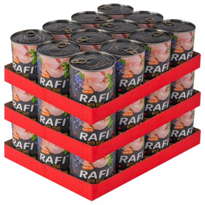 Karma dla psa RAFI z przepiórką. borówką i żurawiną 36 x 800 g