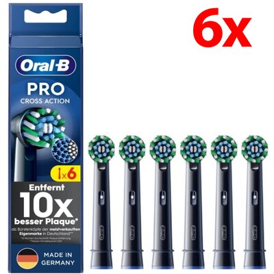 Oryginalna końcówka szczoteczki ORAL-B Pro Cross Action Czarny (6 szt.) (Włókna w kształcie litery X usuwają więcej płytki)