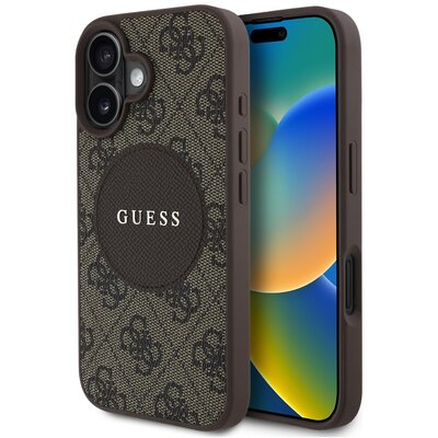 Etui GUESS 4G Circle Classic Logo MagSafe do Apple iPhone 16 Brązowy