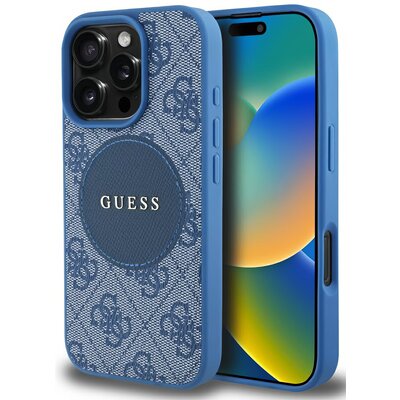 Etui GUESS 4G Circle Classic Logo MagSafe do Apple iPhone 16 Pro Max Niebieski