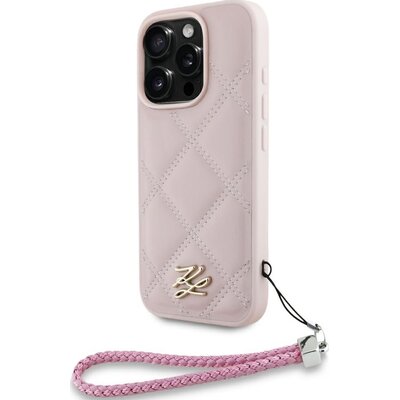 Etui KARL LAGERFELD Quilted Initial Logo & Chain Strap do Apple iPhone 16 Pro Różowy
