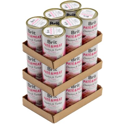 Karma dla psa BRIT Paté & Meat Puppy Kurczak z indykiem 18 x 400 g