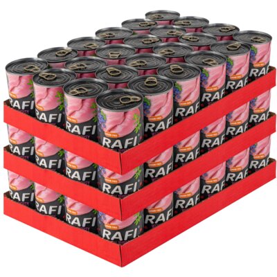 Karma dla psa RAFI z indykiem, borówką i żurawiną 72 x 400 g