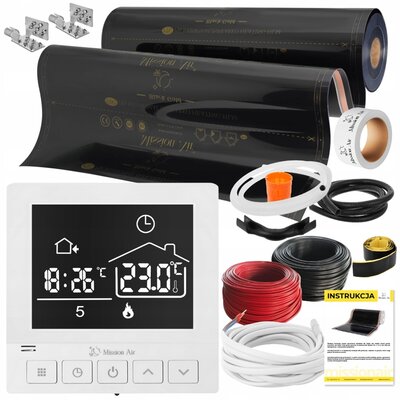Folia grzewcza na podczerwień MISSION AIR Black Gold PTC 160W/m² (6mb x 100cm) + regulator Taurus Biały