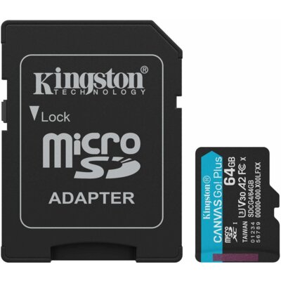 Karta pamięci KINGSTON Canvas Go! Plus microSDXC 64GB + Adapter