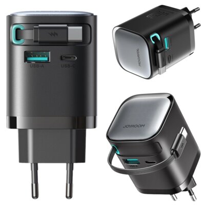 Ładowarka Sieciowa Ze Zwijanym Kablem 65W Joyroom Tcl02 GAN