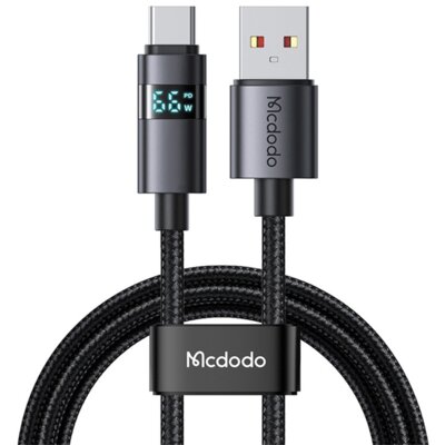Kabel USB-A - USB-C MCDODO CA-6520 z wyświetlaczem LCD 66W 1m Czarny