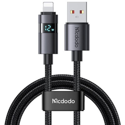 Kabel USB-A - Lightning MCDODO CA-6490 z wyswietlaczem LCD 36W 1m Czarny