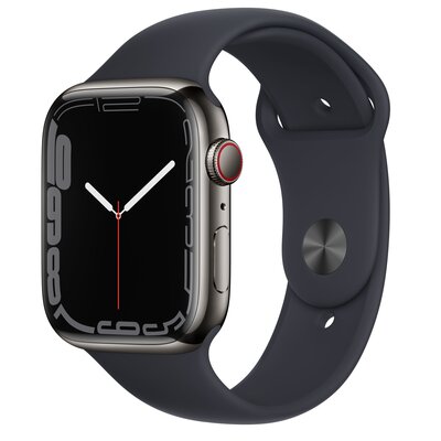 APPLE Watch 7 GPS + Cellular 45mm koperta ze stali nierdzewnej (grafitowy) + pasek sportowy (północ)
