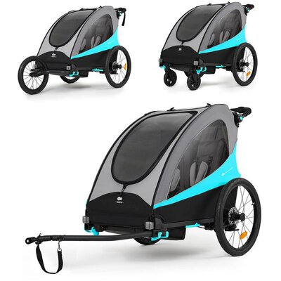 Przyczepka rowerowa KINDERKRAFT Nava 3w1 60kg Pasy Niebieski