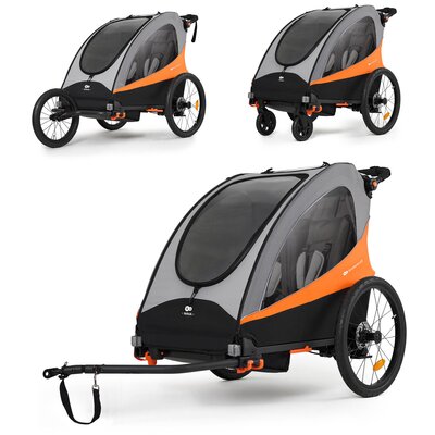 Przyczepka rowerowa KINDERKRAFT Nava 3w1 60kg Pasy Pomarańczowy