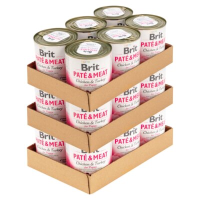 Karma dla psa BRIT Paté & Meat Puppy Kurczak z indykiem 18 x 800 g