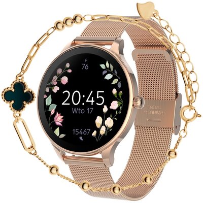 Smartwatch FOREVER Velora SB-306 + bransoletka Verona Różowe złoto