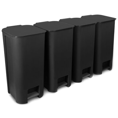 Kosz na śmieci do segregacji PRACTIC Czarny 4x40L