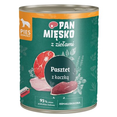Karma dla psa PAN MIĘSKO z Ziołami Pasztet z kaczką 800 g
