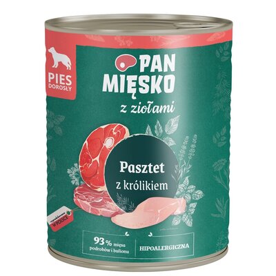Karma dla psa PAN MIĘSKO z Ziołami Pasztet z królikiem 800 g