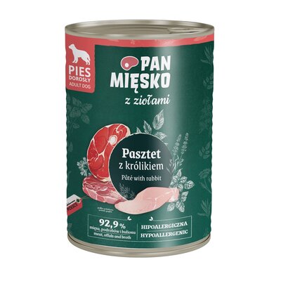 Karma dla psa PAN MIĘSKO z Ziołami Pasztet z królikiem 400 g