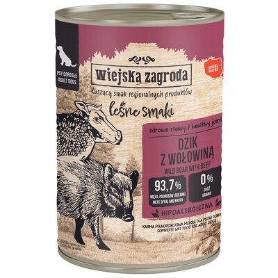 Karma dla psa WIEJSKA ZAGRODA Leśne smaki Dzik z wołowiną 400 g