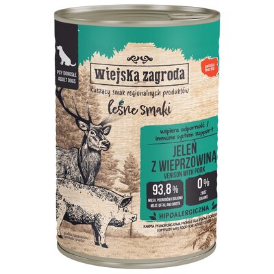 Karma dla psa WIEJSKA ZAGRODA Leśne smaki Jeleń z wieprzowiną 400 g