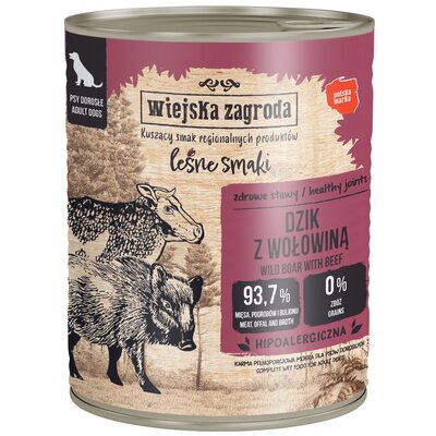 Karma dla psa WIEJSKA ZAGRODA Leśne smaki Dzik z wołowiną 800 g