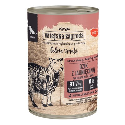 Karma dla psa WIEJSKA ZAGRODA Senior Leśne smaki Dzik z jagnięciną 800 g