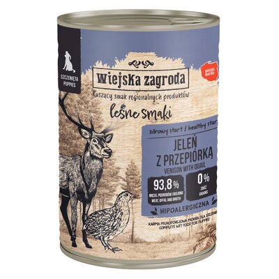 Karma dla psa WIEJSKA ZAGRODA Junior Leśne smaki Jeleń z przepiórką 400 g