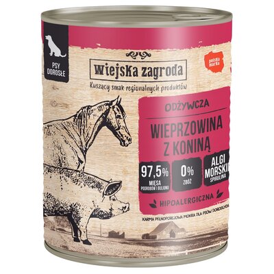 Karma dla psa WIEJSKA ZAGRODA Wieprzowina z koniną 800 g