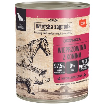 Karma dla psa WIEJSKA ZAGRODA Wieprzowina z koniną 800 g