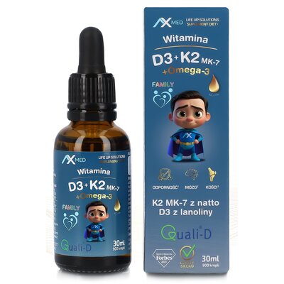 Kompleks witamin AXMED Witamina D3 + K2 MK-7 + Omega 3 (30 ml)