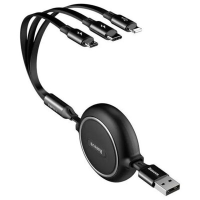 Kabel USB - USB-C/Micro USB/Lightning BASEUS Golden Loop 1.2 m Czarny