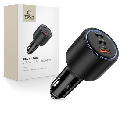 Ładowarka samochodowa TECH-PROTECT CC04 PD130W Czarny