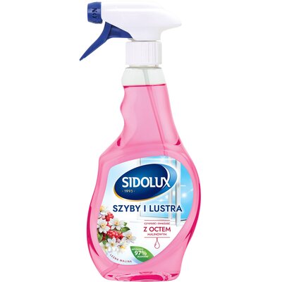 Płyn do mycia szyb i luster SIDOLUX Crystal Malina z Octem 500 ml
