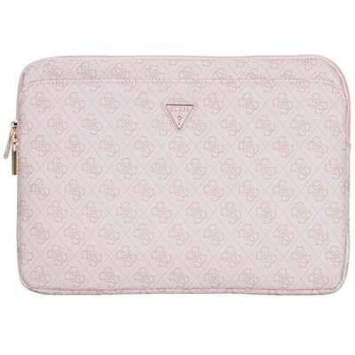 Etui na laptopa GUESS Sleeve 4G Zipper Pocket Triangle Logo 14 cali Różowy
