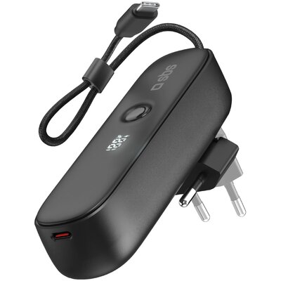 Powerbank SBS TETRBB5000PD20 Hybrydowy 5000 mAh Z wbudowaną wtyczką 20W Czarny