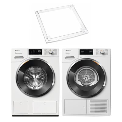 Pralka MIELE WWG880 WCS 9kg 1400 obr + Suszarka MIELE TWH780WP EcoSpeed z pompą ciepła + Łącznik MIELE WTV 502