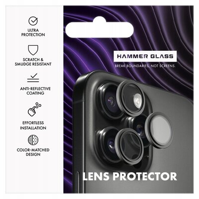 Szkło hartowane na obiektyw HAMMER GLASS Lens Protector do Apple iPhone 16e Czarny