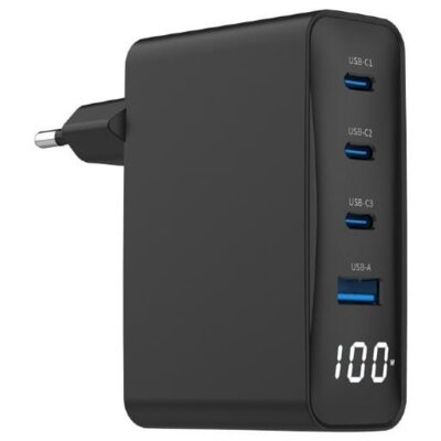 Ładowarka sieciowa GEMBIRD TA-UC-PDQC100LCD-01-BK 100W Czarny ładowarka do telefonu USB, USB-C