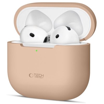 Etui na słuchawki TECH-PROTECT Silicone do Apple Airpods 4 Beżowy