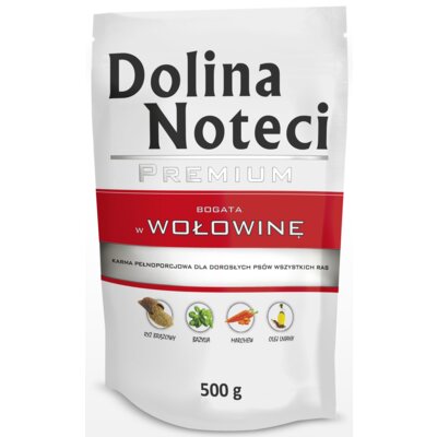 Karma dla psa DOLINA NOTECI Mix smaków Premium bogata w wołowinę, gęś z ziemniakami 20 x 500 g