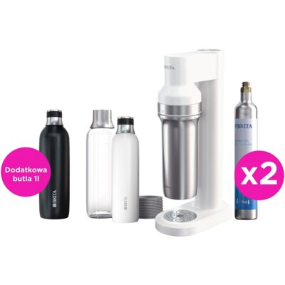 Saturator BRITA SodaTrio Biały z dwoma nabojami + dodatkowa butelka 1L