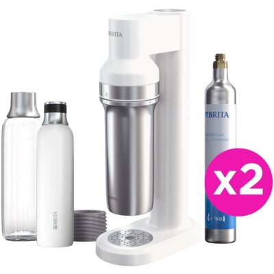 Saturator BRITA SodaTrio Biały z dwoma nabojami + 2 butelki