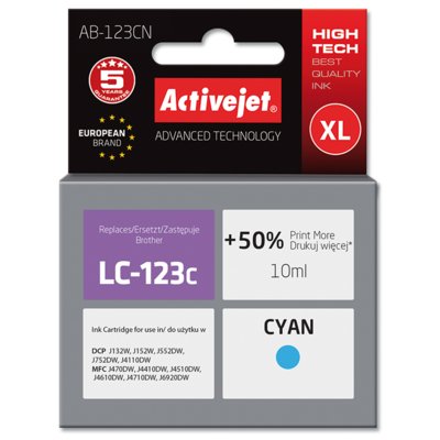 Tusz ACTIVEJET do Brother LC-123C / LC-121C Błękitny 10 ml AB-123CN