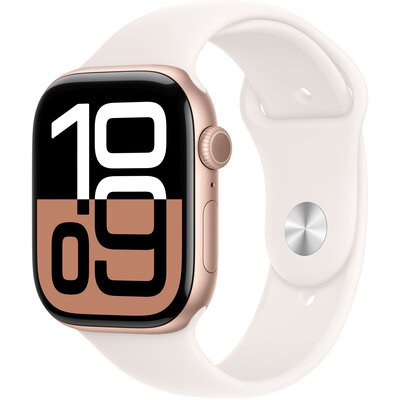 Apple Watch 10 GPS 46mm koperta z aluminium (różowe złoto) + pasek sportowy rozmiar M/L (łagodny róż)