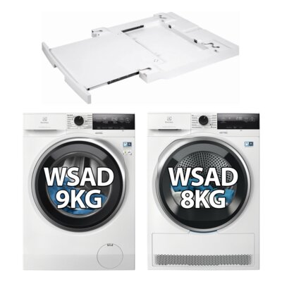 Pralka ELECTROLUX MEW3E9Y6P SensiCare 600 9kg 1400 obr + Suszarka ELECTROLUX DelicateCare 700 MEWD3E8E7P z pompą ciepła + Łącznik ELECTROLUX E1WYHSK2