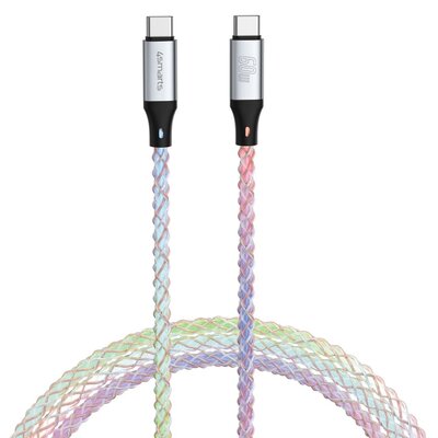 Kabel USB-C - USB-C 4SMARTS RGBCord 60W 1.5 m Wielokolorowy