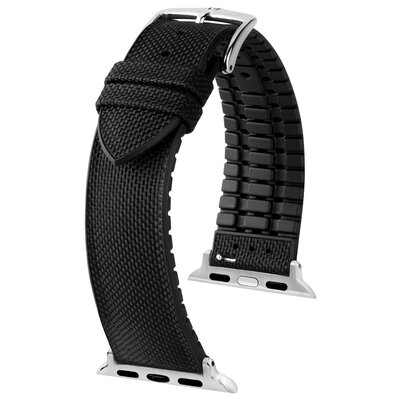 Pasek HIRSCH Arne do Apple Watch 42/44/45/46/49 Czarny + Adapter