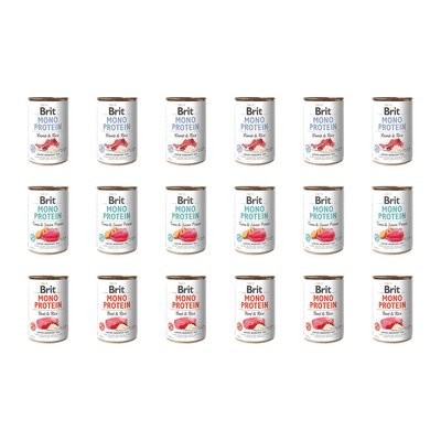 Karma dla psa BRIT Mix smaków Mono Protein Jagnięcina z ryżem, Tuńczyk z ziemniakami, Wołowina z ryżem 18 x 400 g