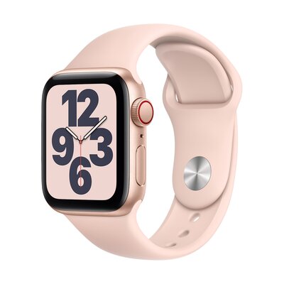 Apple Watch SE GPS + Cellular 40mm koperta z aluminium (złoty) + pasek sportowy (różowy)