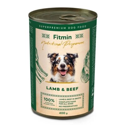 Karma dla psa FITMIN z wołowiną i jagnięciną 400 g